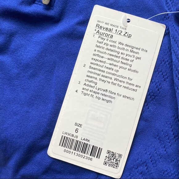 NWT Lululemon Aurora 1/2 Zip Reveal Larkspur Blue Rare New Sweater Top 6 - Picture 2 of 6
